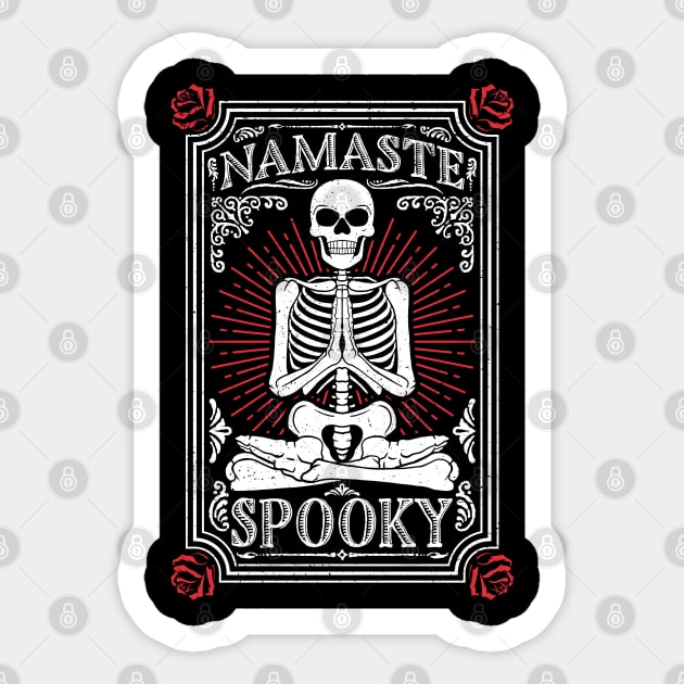 Namaste Spooky Halloween Yoga Skeleton Sticker by Wasabi Snake